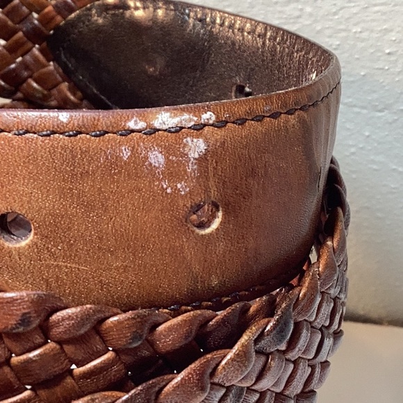 Yves Saint Laurent Leather Woven Belt Brass Buckle Some White Marks See Photo - Picture 3 of 16